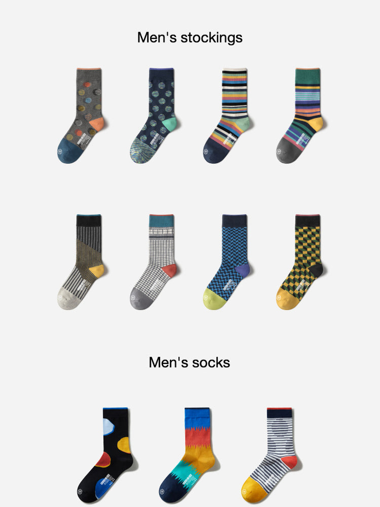 501C geometric couple mid-tube socks-3 pairs