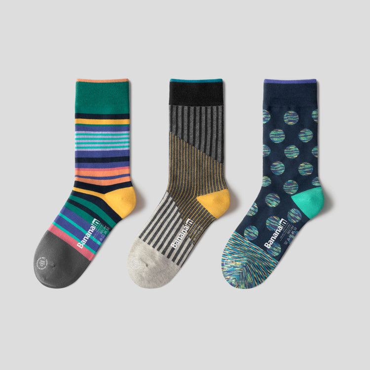 501C geometric couple mid-tube socks-3 pairs