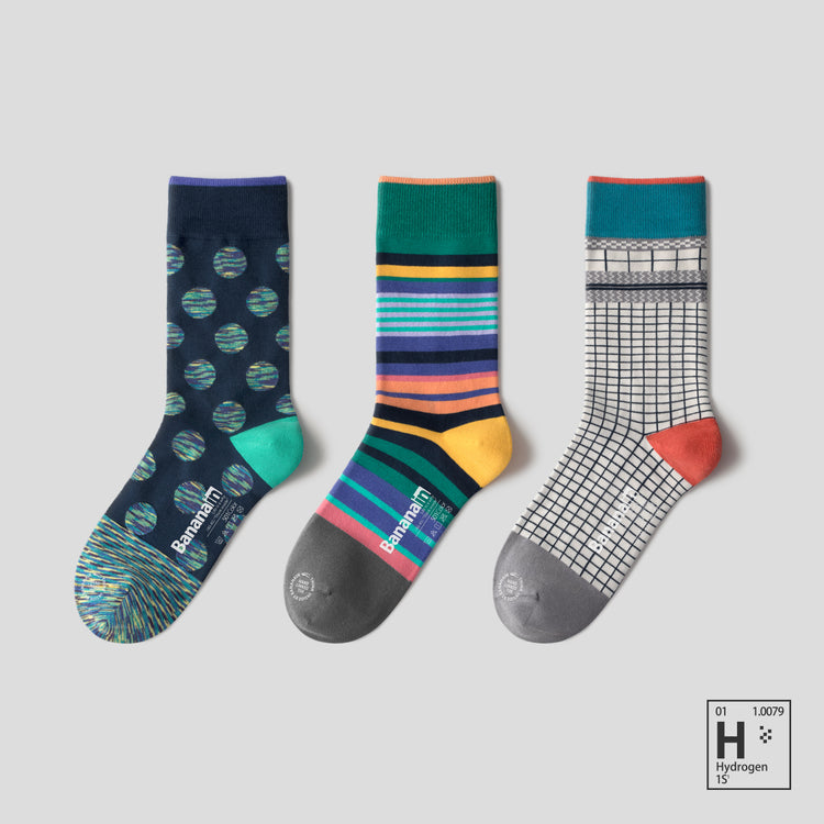 501C geometric couple mid-tube socks-3 pairs